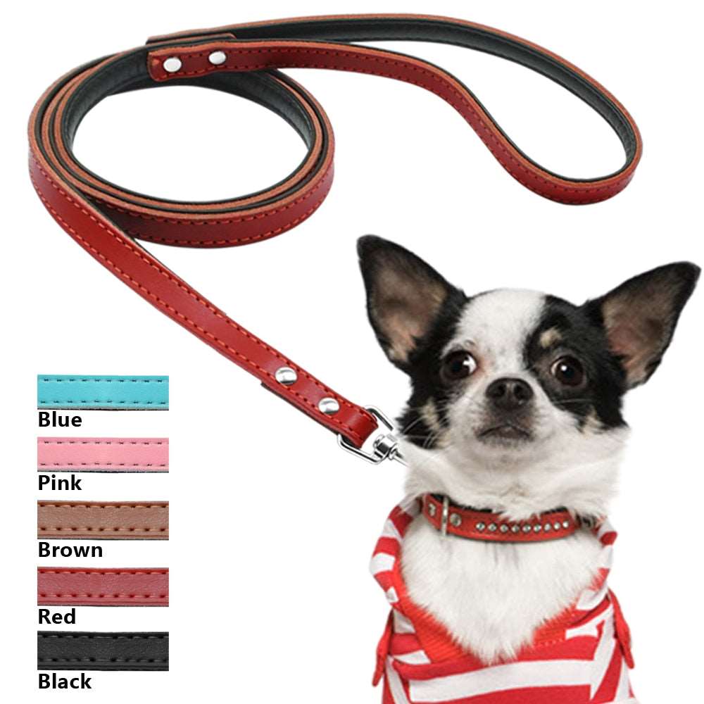 Leather Long Rope Dog Leash.